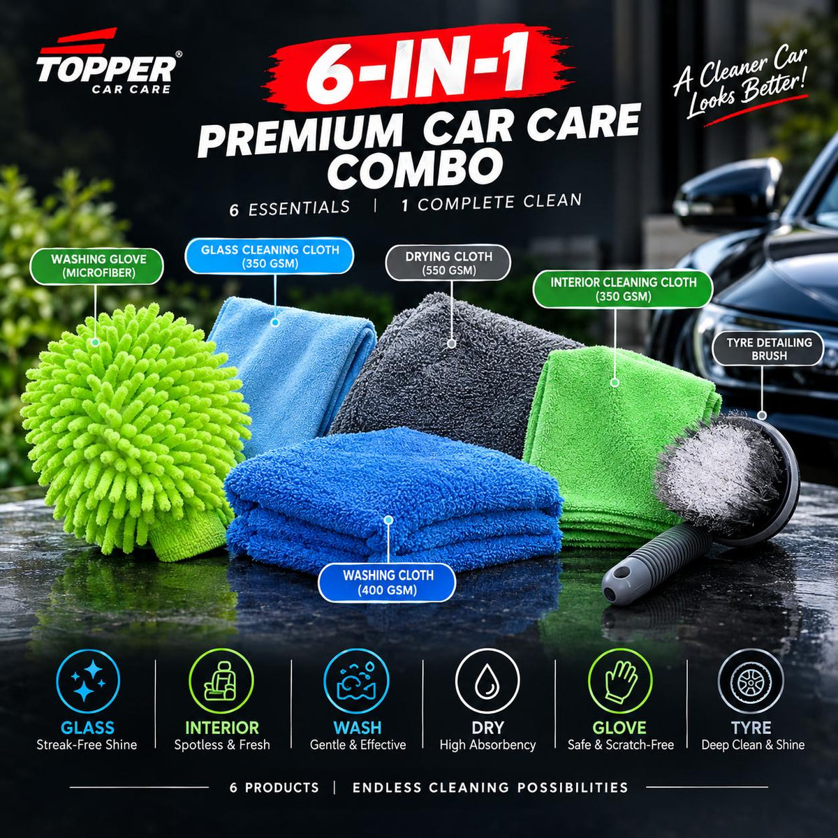 6-in-1 Premium Car Care Combo